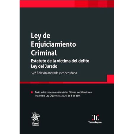 Ley de enjuiciamiento criminal. Estatuto de la víctima del delito. Ley del jurado
